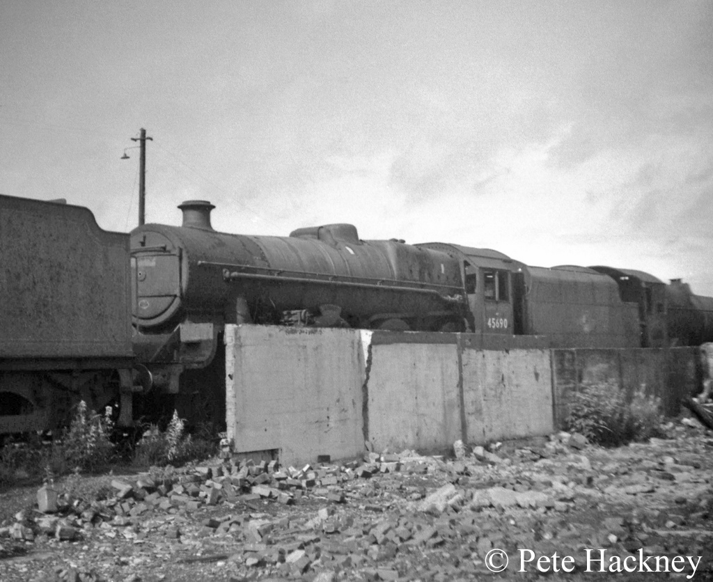 45690 Leander in Woodham's scrapyard at Barry - July 1968.jpg