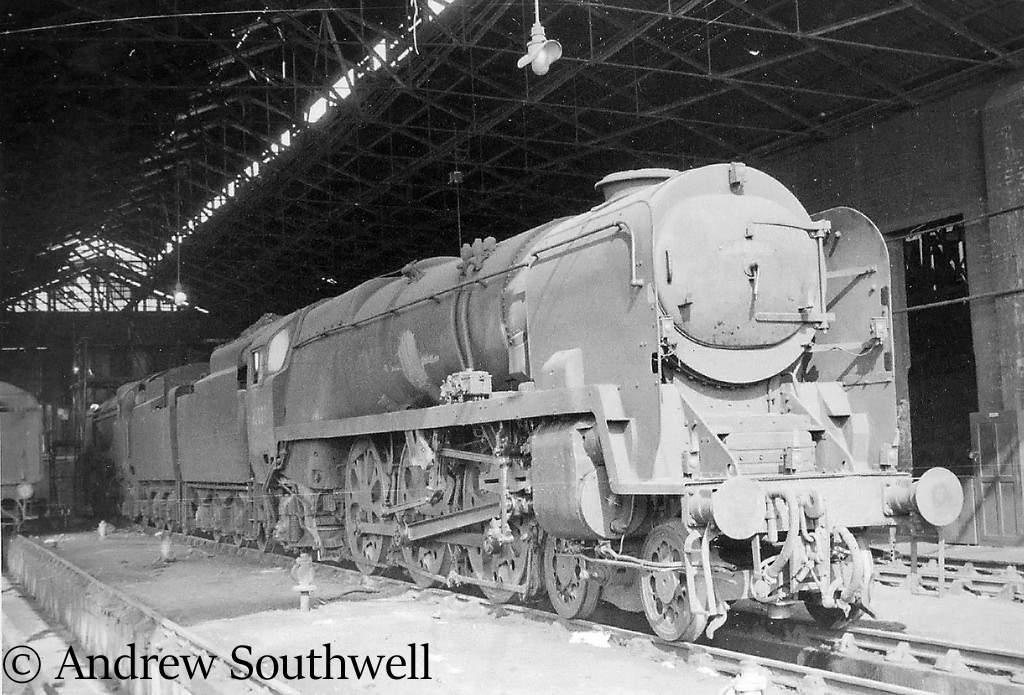 35027 Port Line on Nine Elms shed after being withdrawn from service - September 1966.jpg