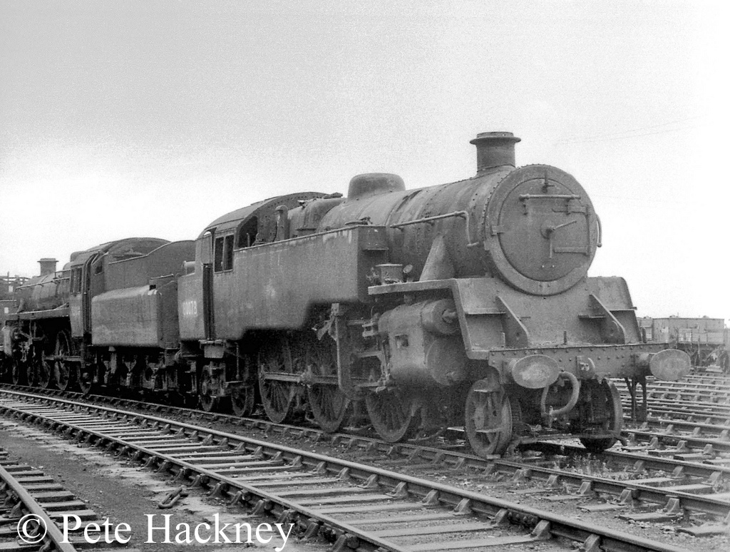 80078 in front of 75014 at Woodham's scrapyard in Barry - October 1968.jpg