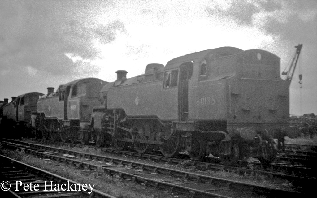 80079 in front of 80135 at Woodham's scrapyard in Barry - July 1968.jpg