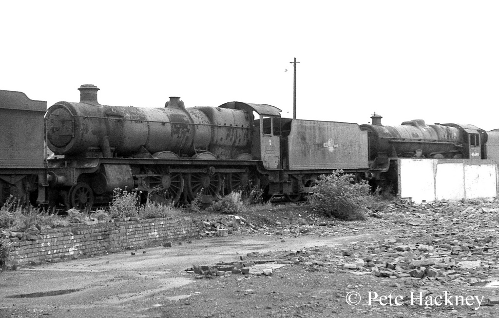 What was then considered to be 4983 Albert Hall, but was later discovered to be 4965 Rood Ashton Hall, in Woodham's scrapyard at Barry - October 1968.jpg